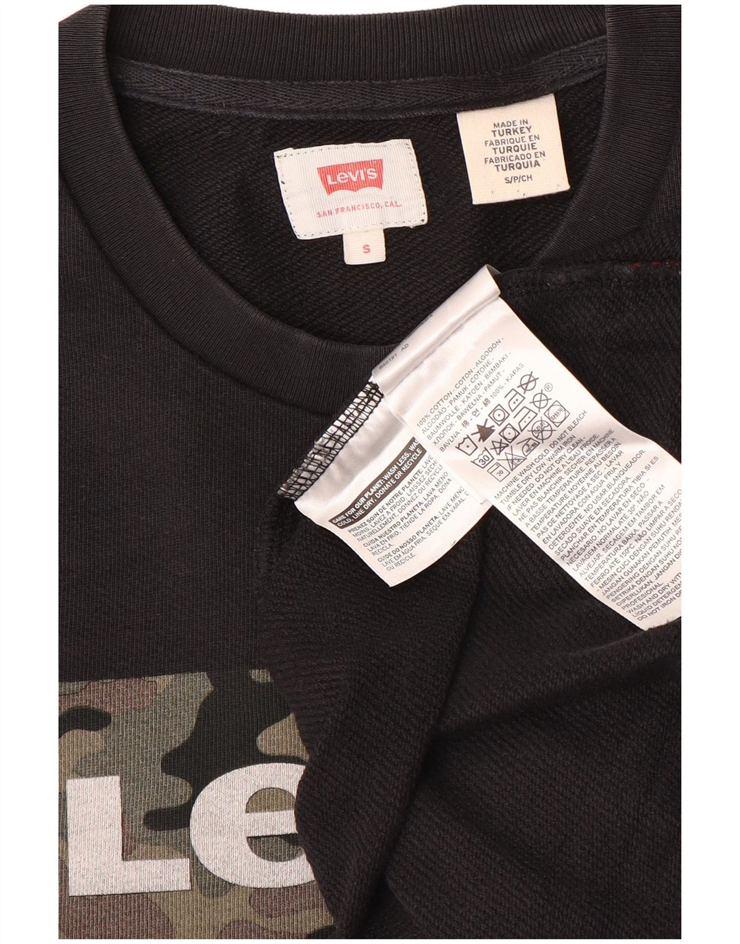 Męska bluza z grafiką Levi's, mała, czarna, bawełniana