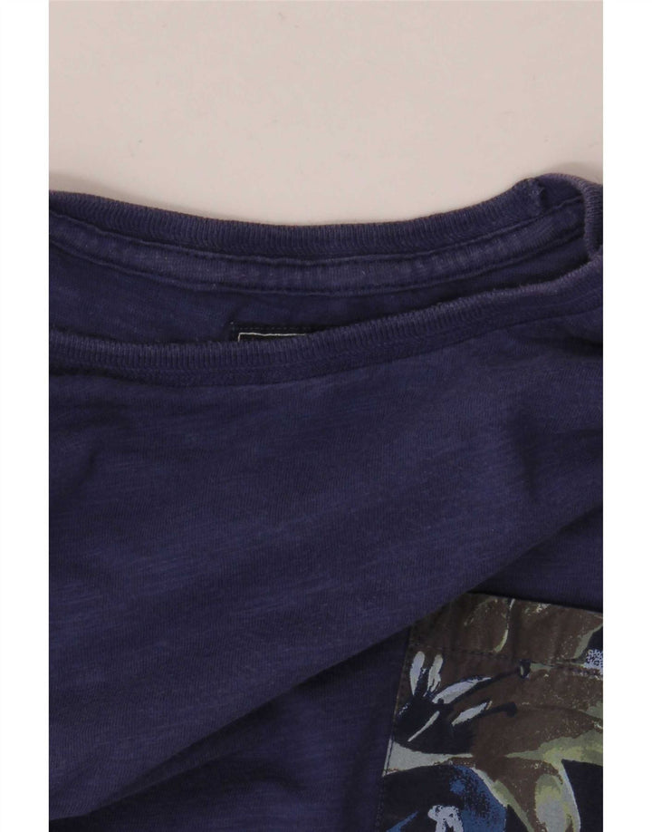 Woolrich Męski T-shirt Top Średni Niebieski Bawełniany