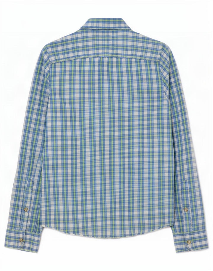 Męska koszula flanelowa Hollister w średnią niebieską kratkę, bawełniana