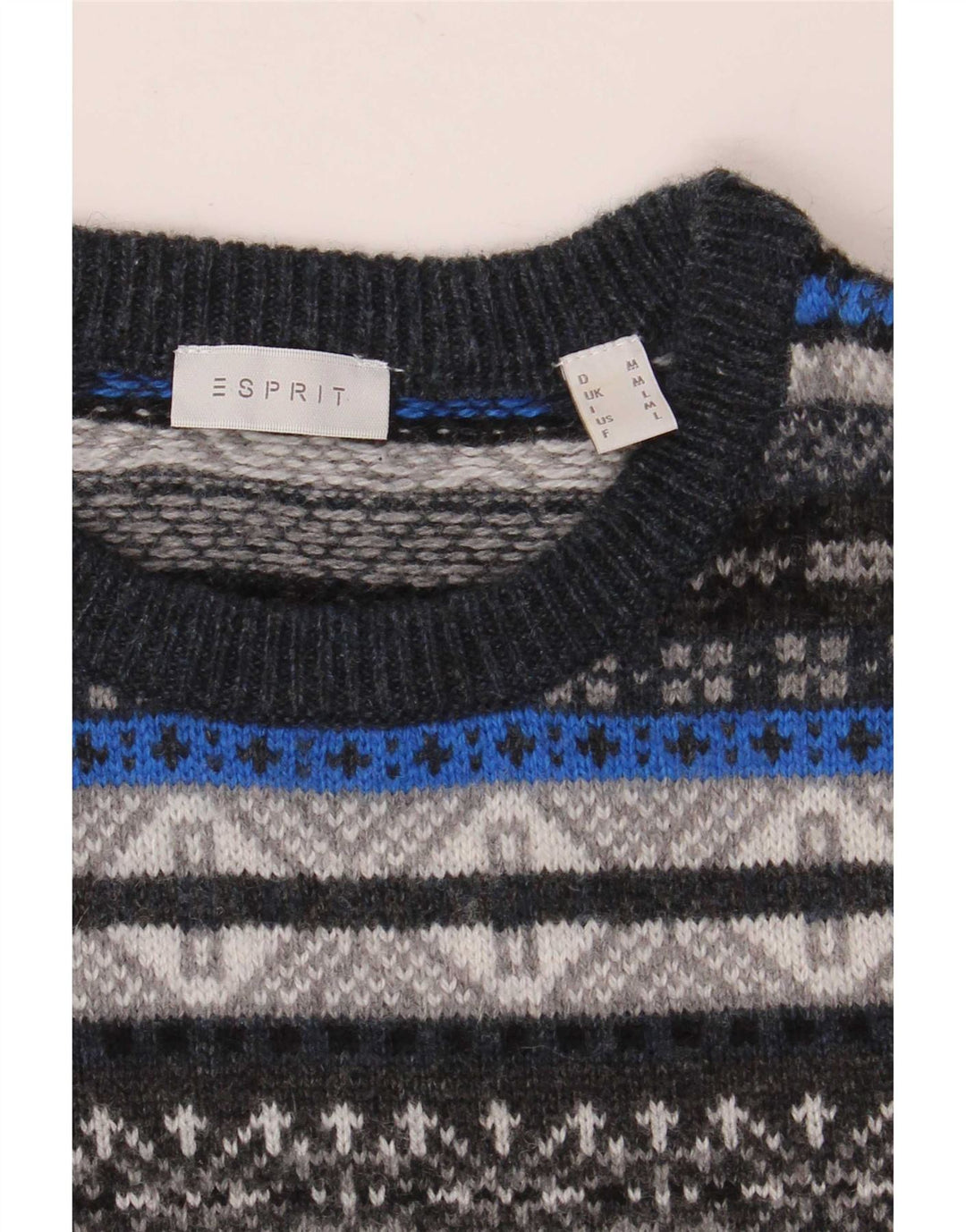 Męski sweter z okrągłym dekoltem Esprit, średni, wielokolorowy Fair Isle