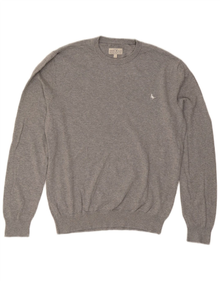 Męski sweter z okrągłym dekoltem Jack Wills, duży, szary, bawełniany