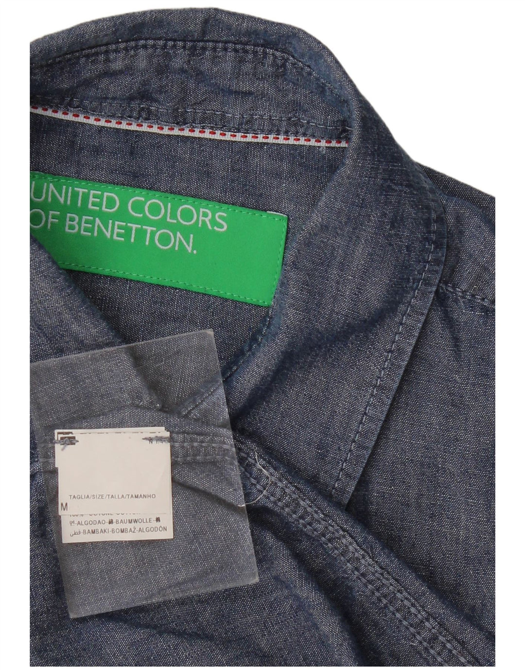 BENETTON Mens Short Sleeve Shirt Medium Blue Cotton