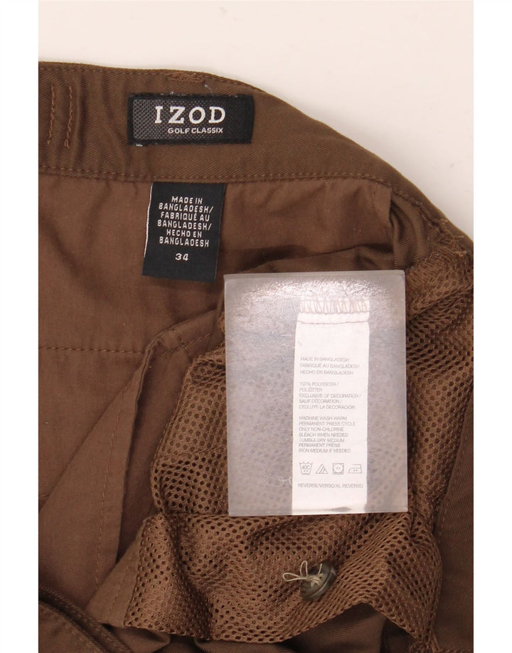 Męskie szorty Chino IZOD W34, duże, brązowe, poliestrowe