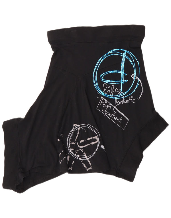 Desigual damska graficzna asymetryczna spódnica XS W27 Black Cotton Festival