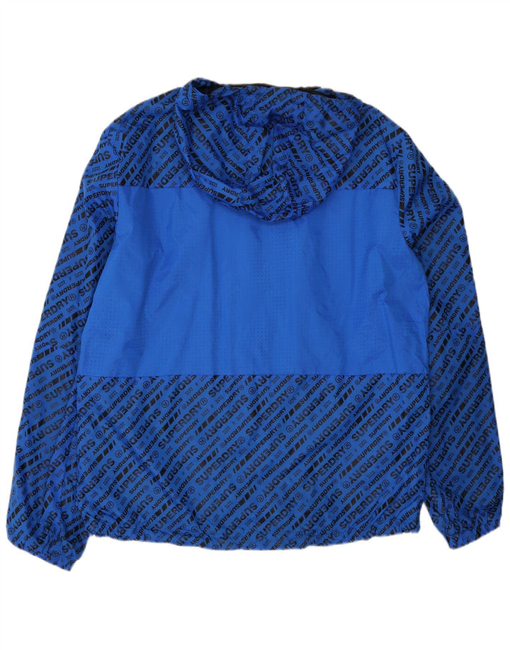 Męska kurtka przeciwdeszczowa z kapturem Superdry, UK 42 XL, niebieski poliester