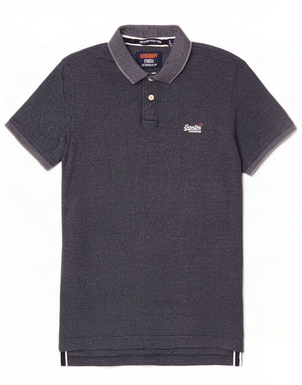 Męska koszulka polo Superdry, duża, granatowa, bawełniana w cętki