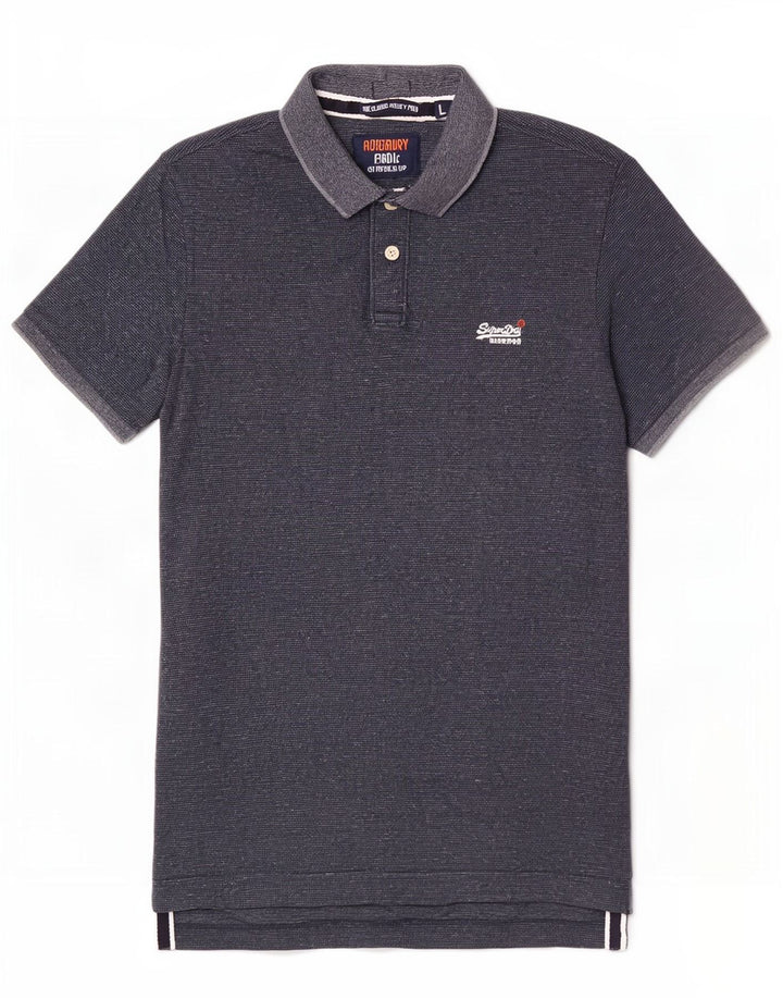 Męska koszulka polo Superdry, duża, granatowa, bawełniana w cętki