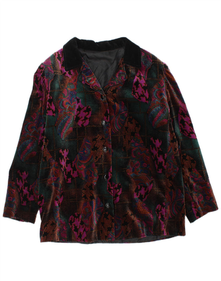 Vintage damska marynarka zapinana na 5 guzików UK 16, duża, wielokolorowa paisley
