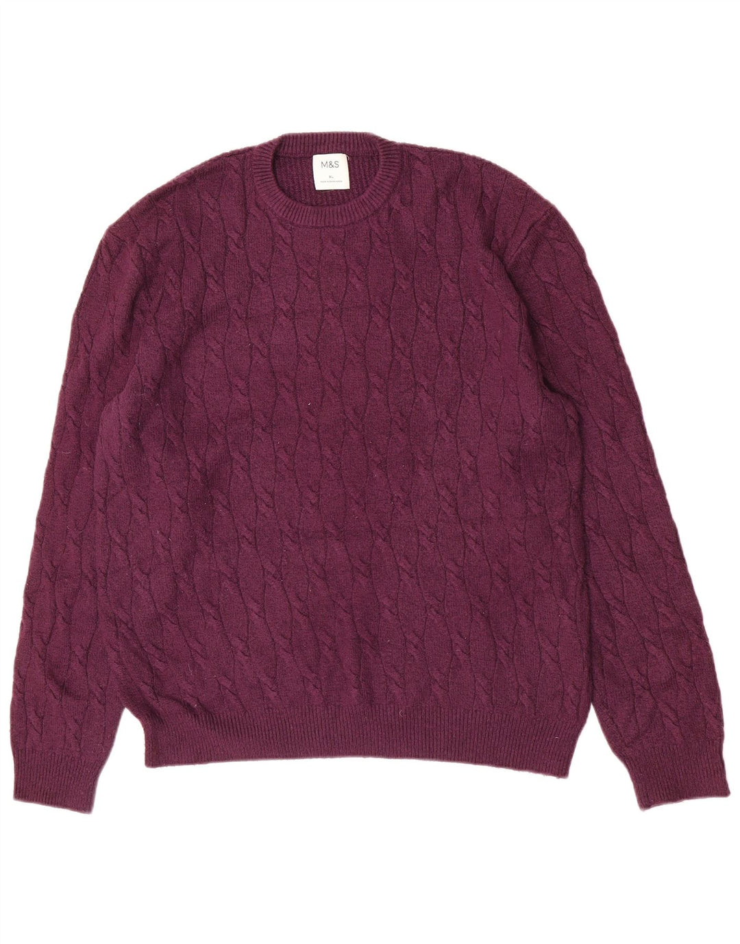 Marks & Spencer Męski sweter z okrągłym dekoltem XL, fioletowy, poliamidowy