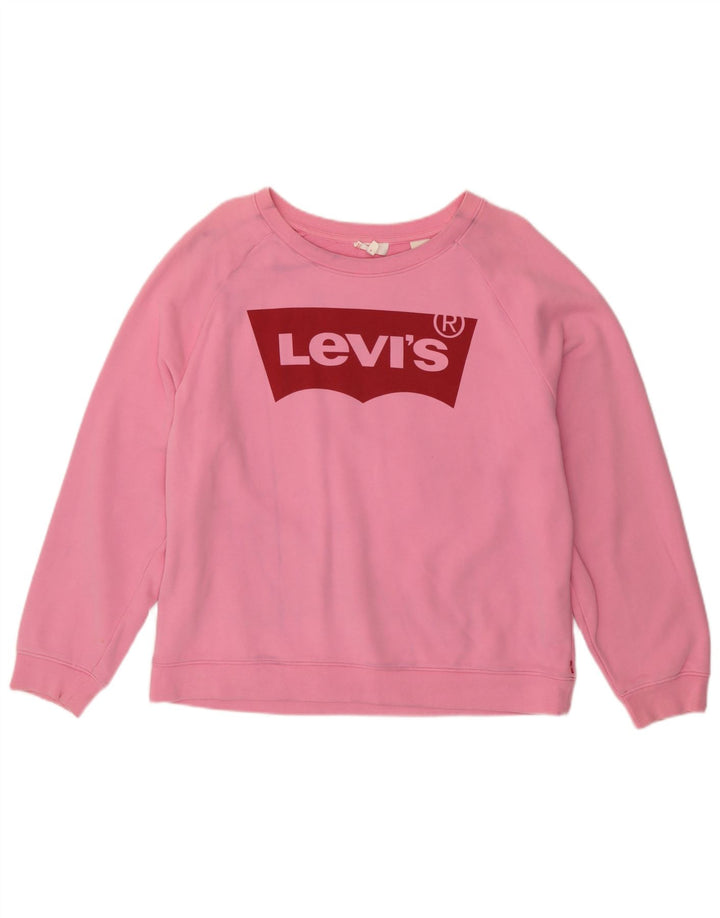 Damski sweter oversize Levi's z grafiką UK 16, duży, różowy, bawełniany