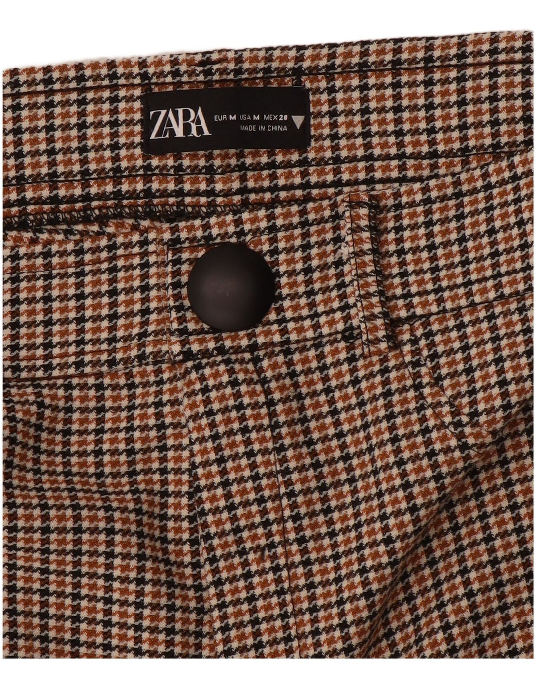 Damskie spodnie typu slim casual Zara, średnie W28 L28, brązowa pepitka