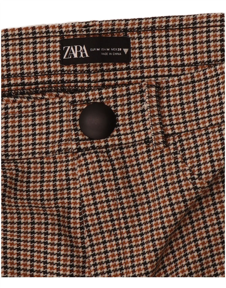 Damskie spodnie typu slim casual Zara, średnie W28 L28, brązowa pepitka