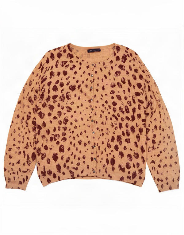 Marks & Spencer Damski sweter kardigan UK 22 3XL Beżowy nadruk zwierzęcy