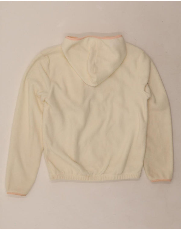 FILA Womens Oversized Hooded Zip Neck Fleece Jumper UK 6 XS Off White