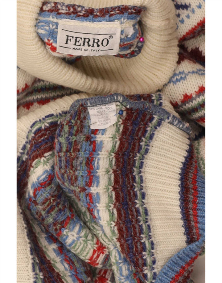 Męski sweter z golfem Ferro XL, wielokolorowy, wełniany Fair Isle