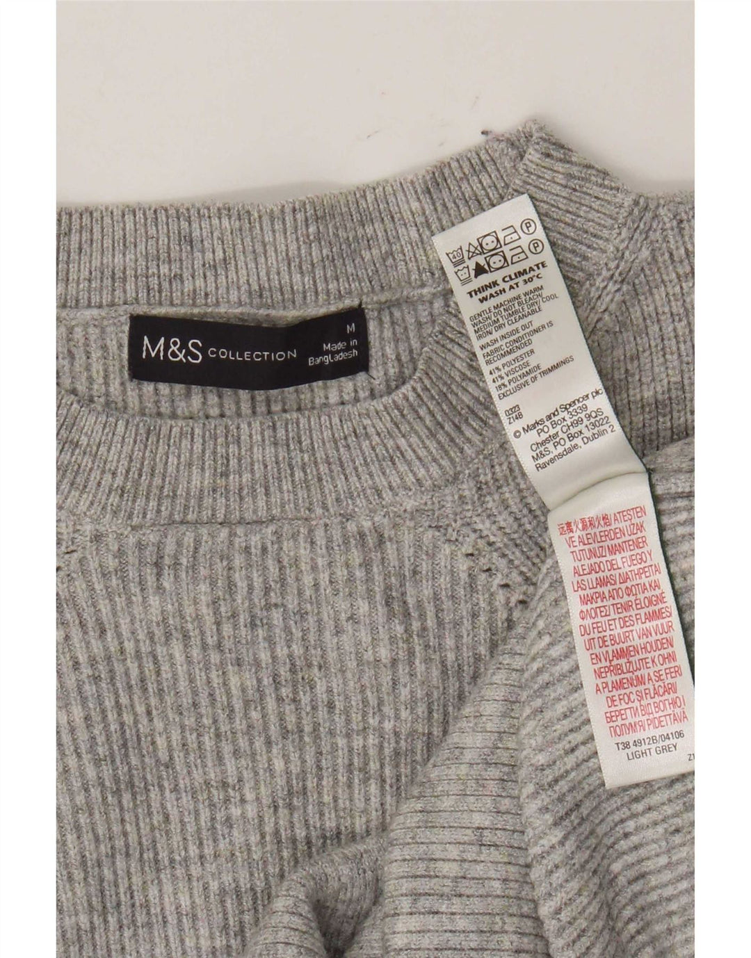 Marks & Spencer Damski sweter z okrągłym dekoltem UK 12, średni szary nakrapiany