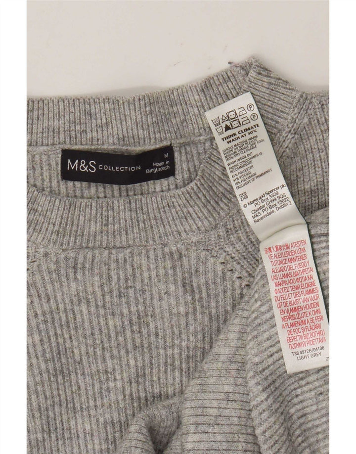 Marks & Spencer Damski sweter z okrągłym dekoltem UK 12, średni szary nakrapiany