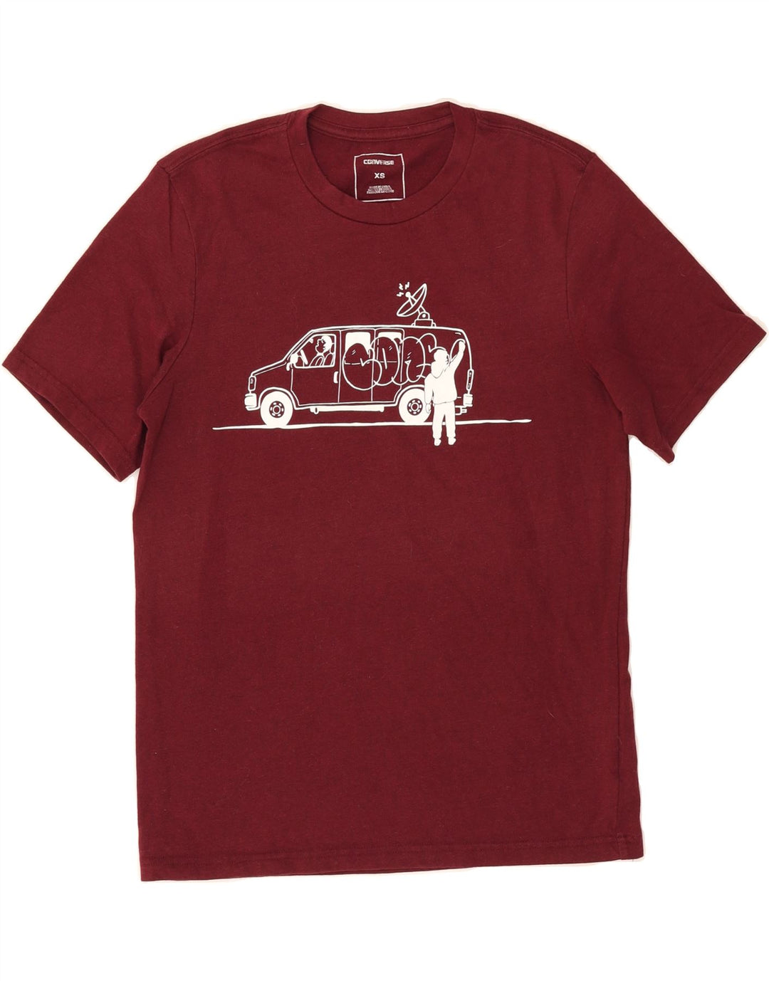 CONVERSE Mens Graphic T-Shirt Top XS Burgundy Polyester Vintage Converse and Second-Hand Converse from Messina Hembry 