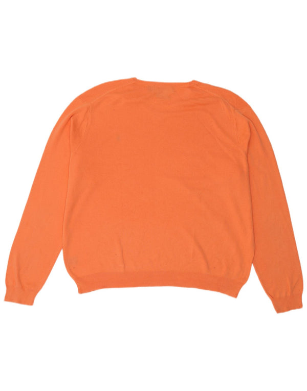 Polo Ralph Lauren Męski sweter o luźnym kroju z dekoltem w kształcie litery V, 2XL, Pomarańczowa bawełna