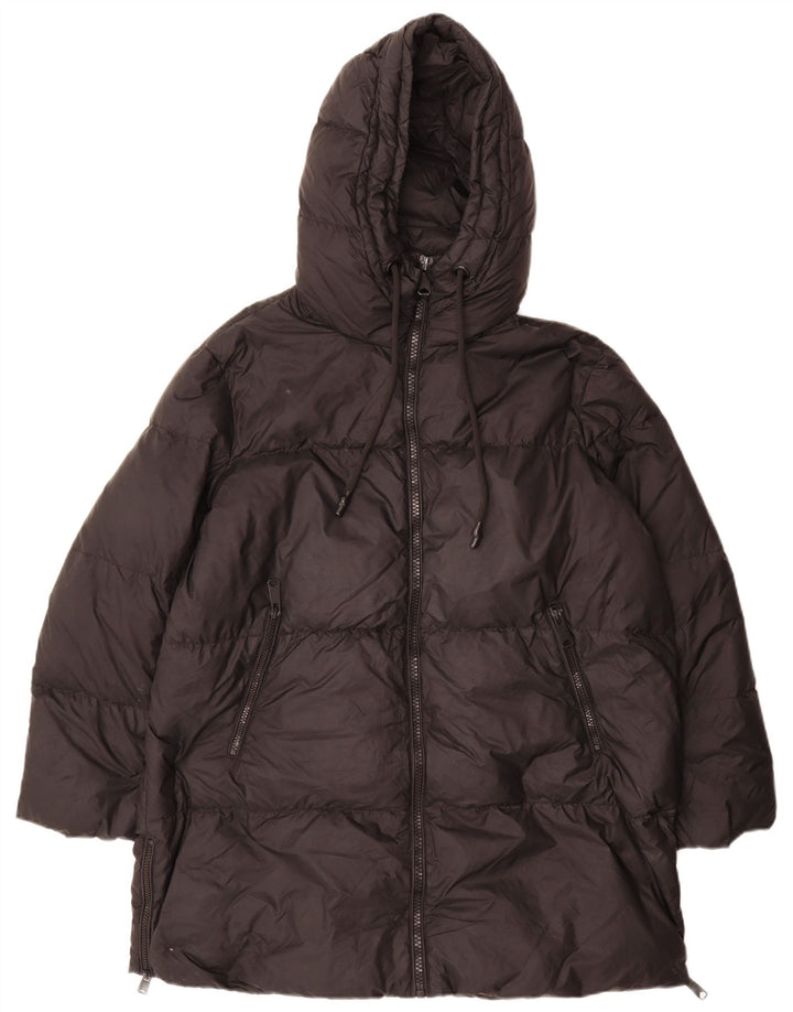 Damski płaszcz z kapturem, oversize, wyściełany Zara UK 10, mały, czarny poliamid