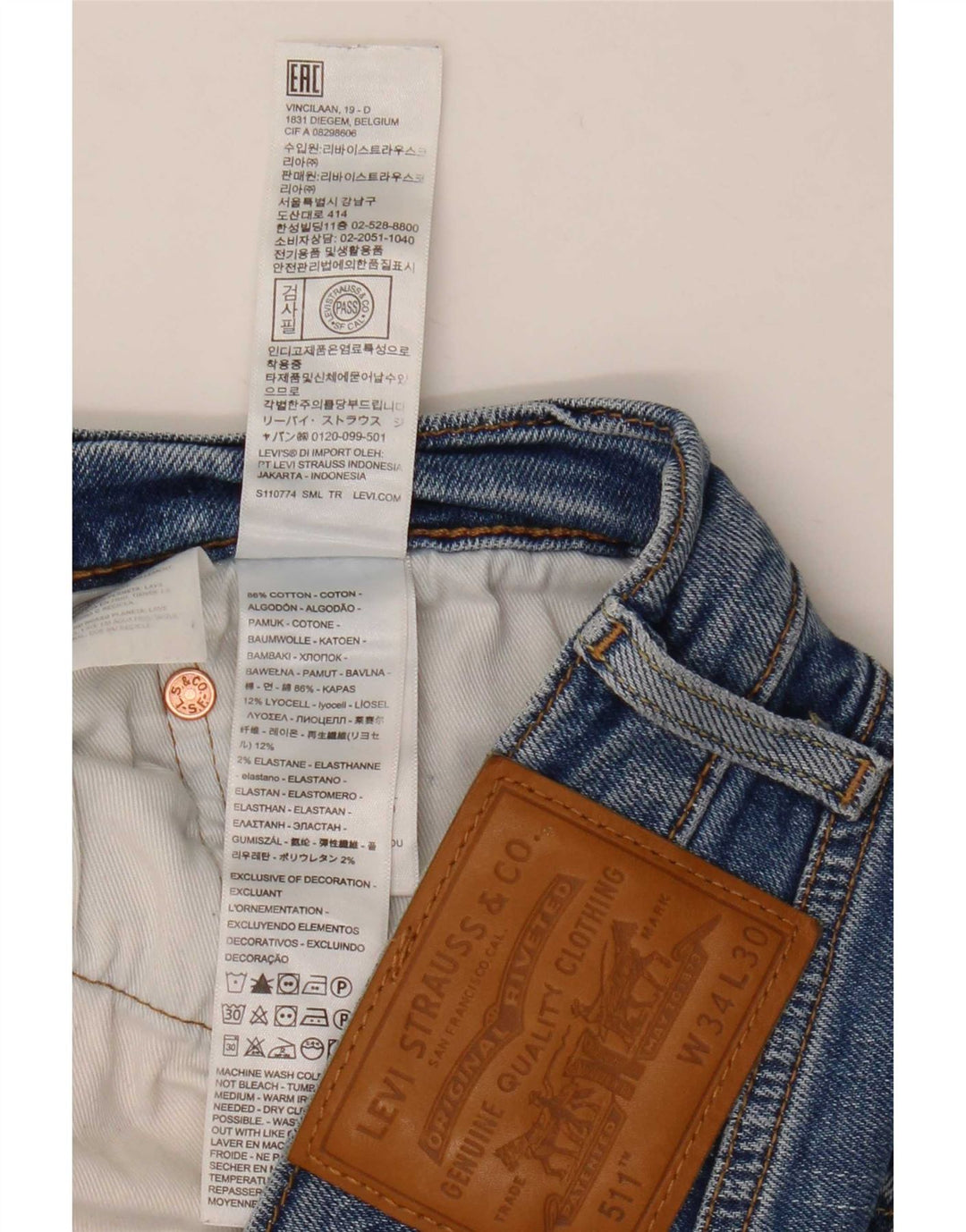 Męskie jeansy Levi's 511 Slim W34 L30 Niebieska bawełna