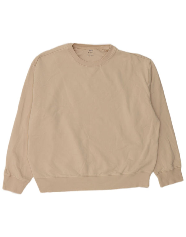 Marks & Spencer Damski sweter o swobodnym kroju, UK 18 XL, beżowy, bawełniany