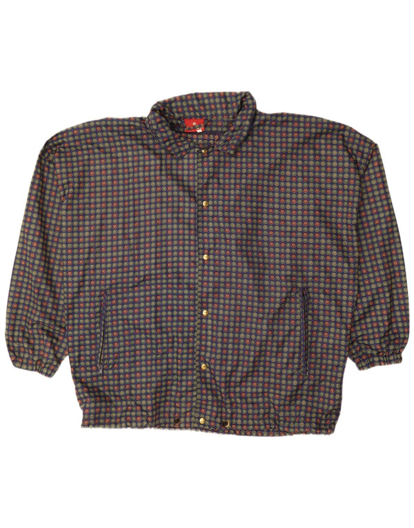 Męska kurtka bomberka oversize VINTAGE UK 40, duża, niebieska w kropki