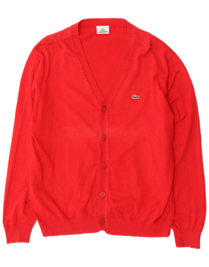 Lacoste Męski sweter rozpinany, rozmiar 5, duży, czerwony, bawełniany