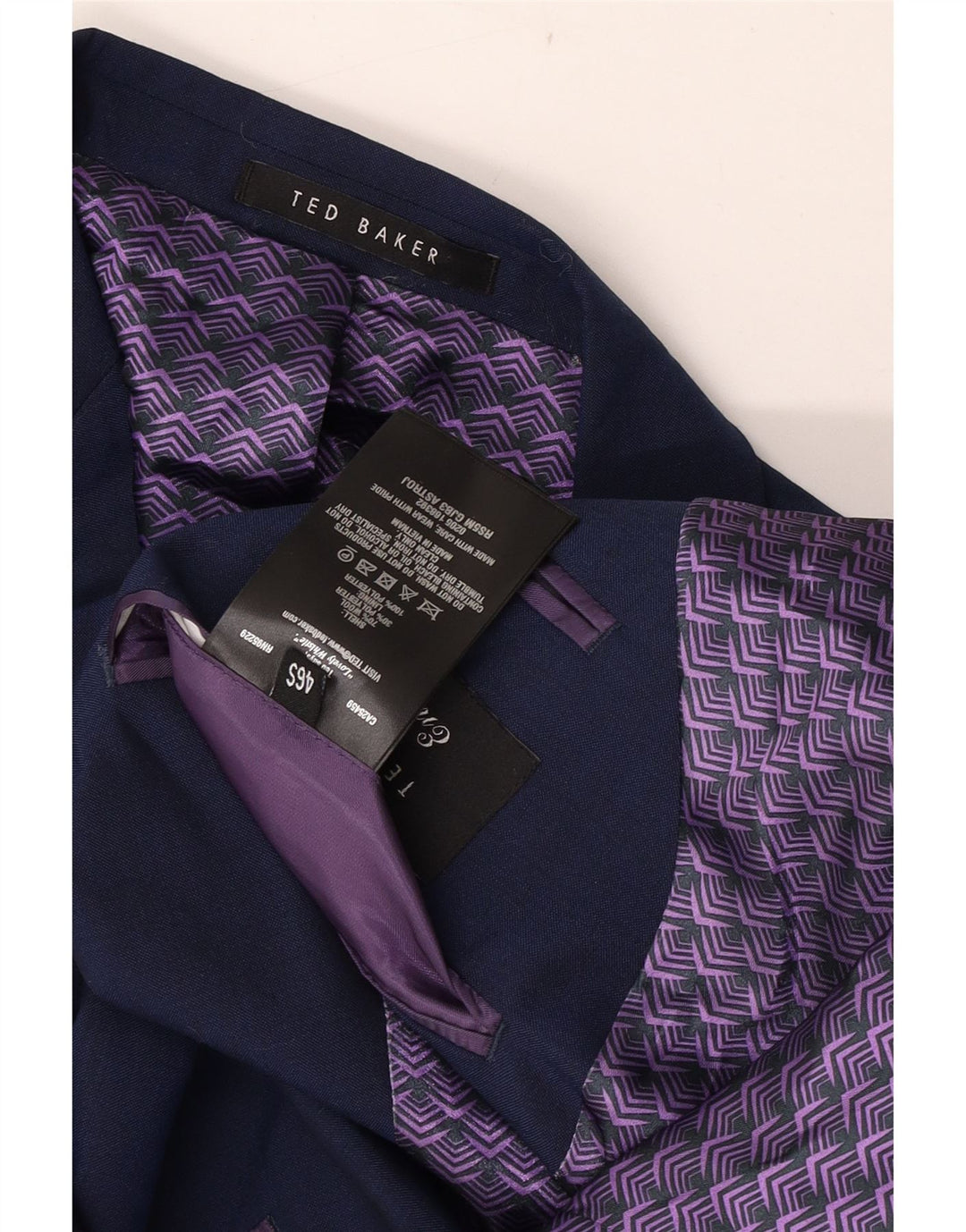 Ted Baker Męska marynarka zapinana na 2 guziki UK 46 3XL Granatowa wełna