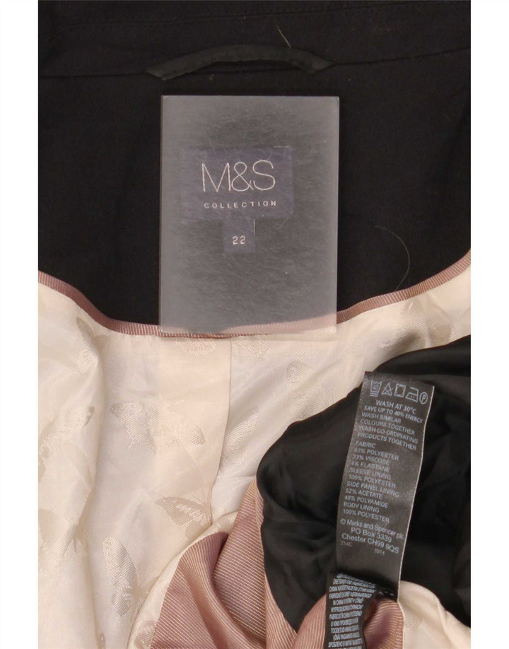 Marks & Spencer Damska marynarka zapinana na 1 guzik UK 22 3XL Czarny poliester