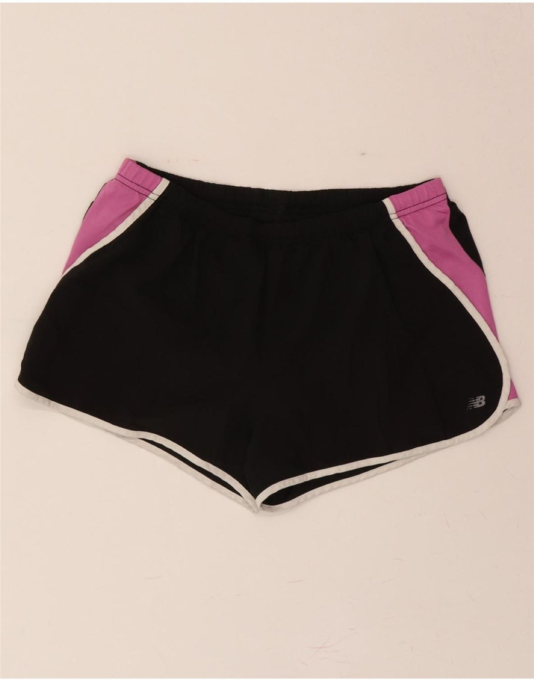 NEW BALANCE Womens Sport Shorts UK 14 Medium  Black Colourblock Polyester Vintage New Balance and Second-Hand New Balance from Messina Hembry 