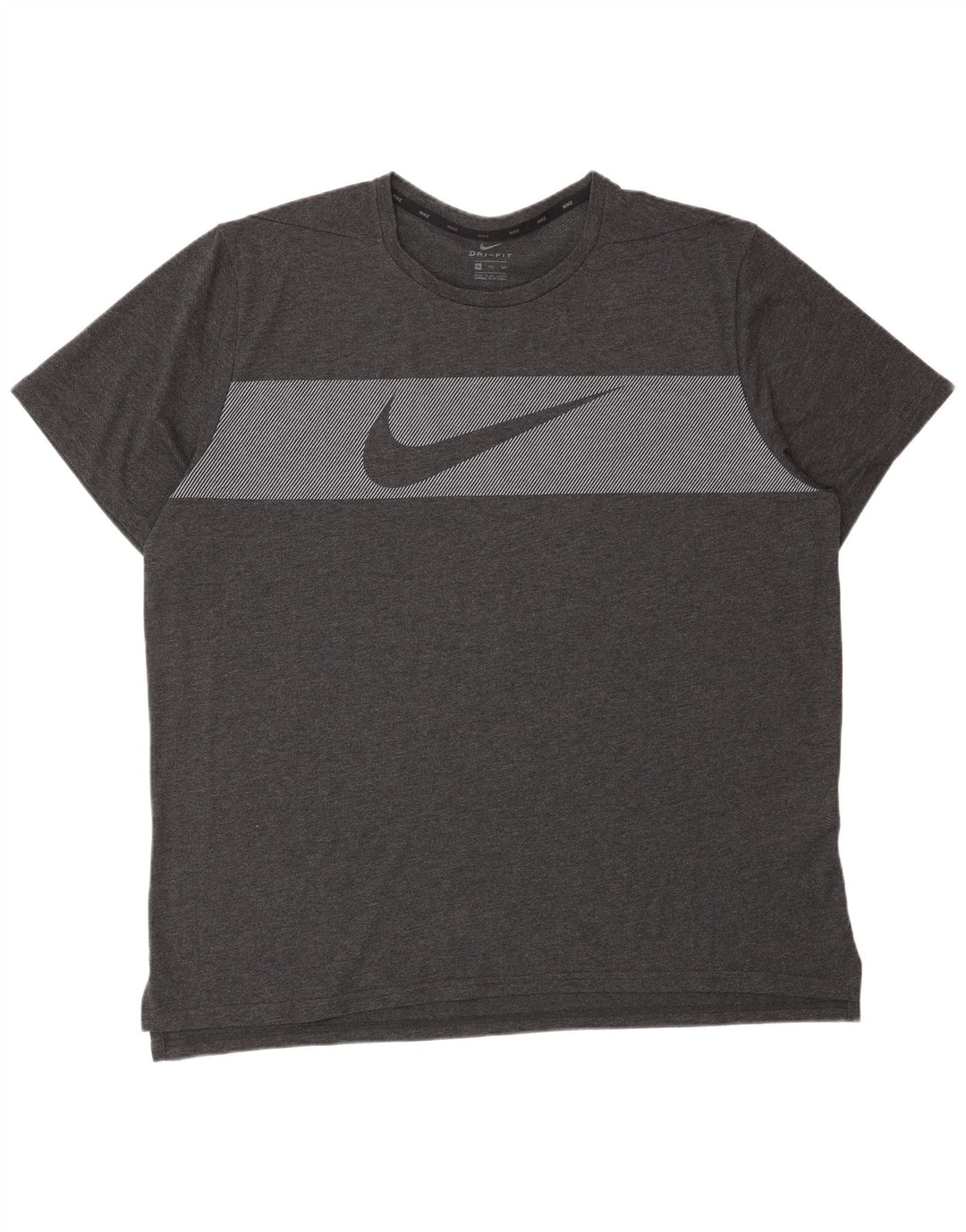 Męski T-shirt NIKE Dri Fit z grafiką, 2XL, szara, bawełniana w prążki
