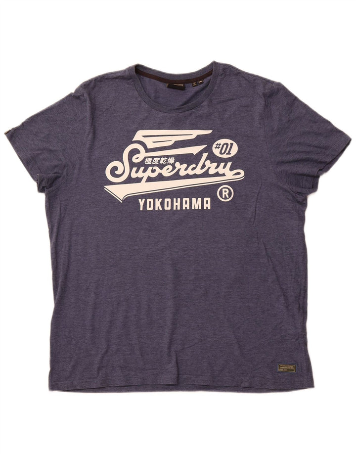 Męski T-shirt Superdry z grafiką, 3XL, bawełniany, granatowy w prążki