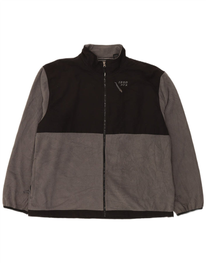 Męska kurtka polarowa IZOD UK 44 2XL Szary poliester z blokami kolorów