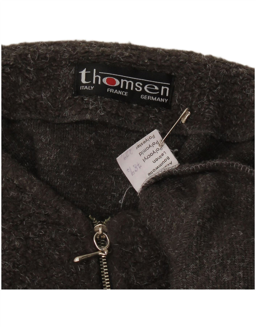 Damski sweter oversize VINTAGE z dekoltem w łódkę UK 14 Średni szary