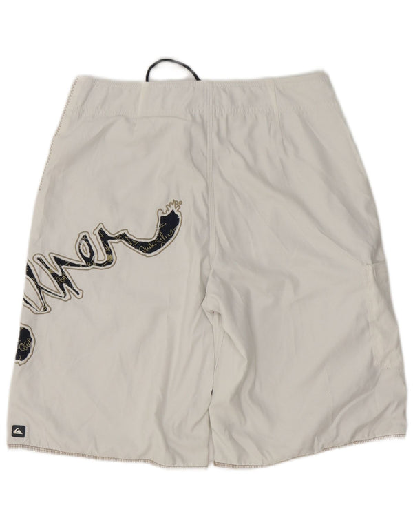 Męskie spodenki kąpielowe Quiksilver z grafiką, średni biały poliester