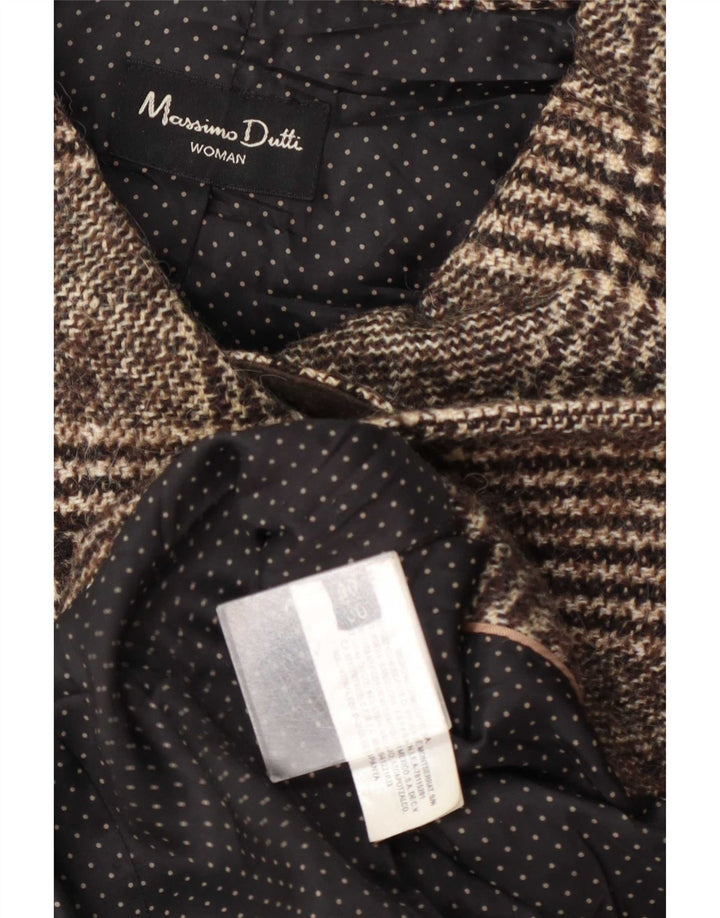 Dwurzędowy płaszcz damski Massimo Dutti EU 40, średni brąz w pepitkę