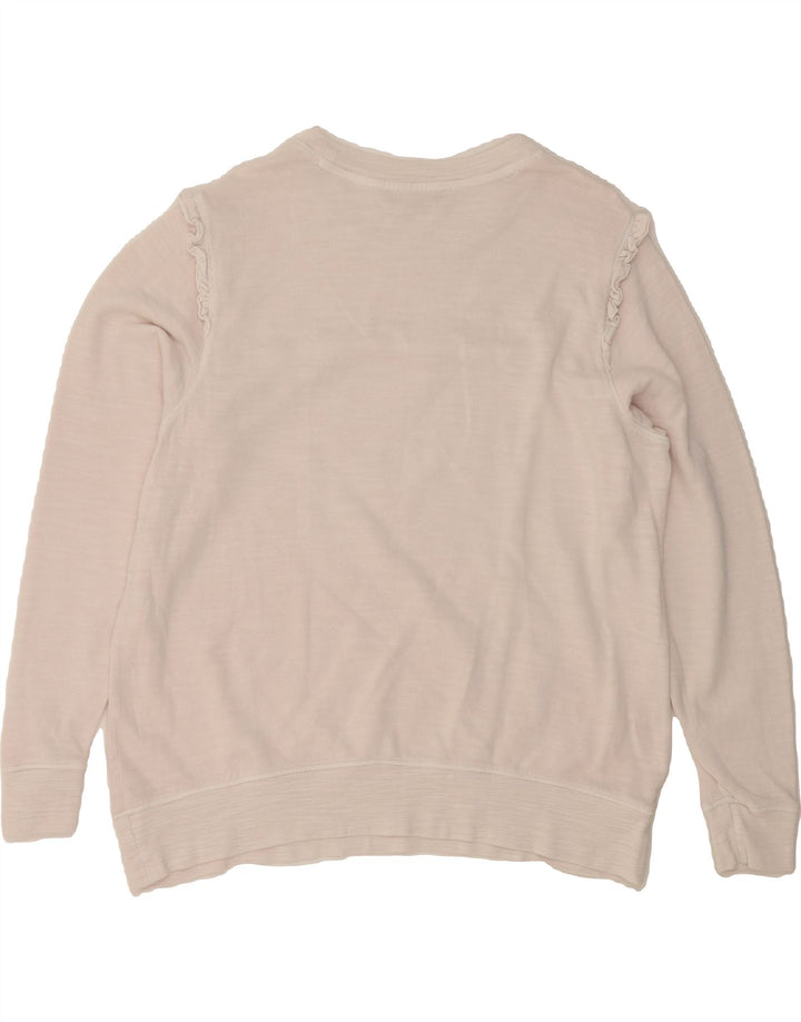 MARKS & SPENCER Womens Sweatshirt Jumper UK 14 Medium Off White Cotton Vintage Marks & Spencer and Second-Hand Marks & Spencer from Messina Hembry 
