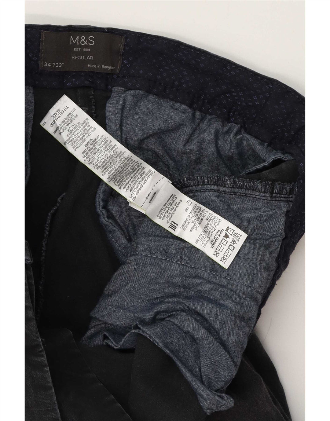 Męskie spodnie typu chino Regular Marks & Spencer W34 L33 Czarna bawełna