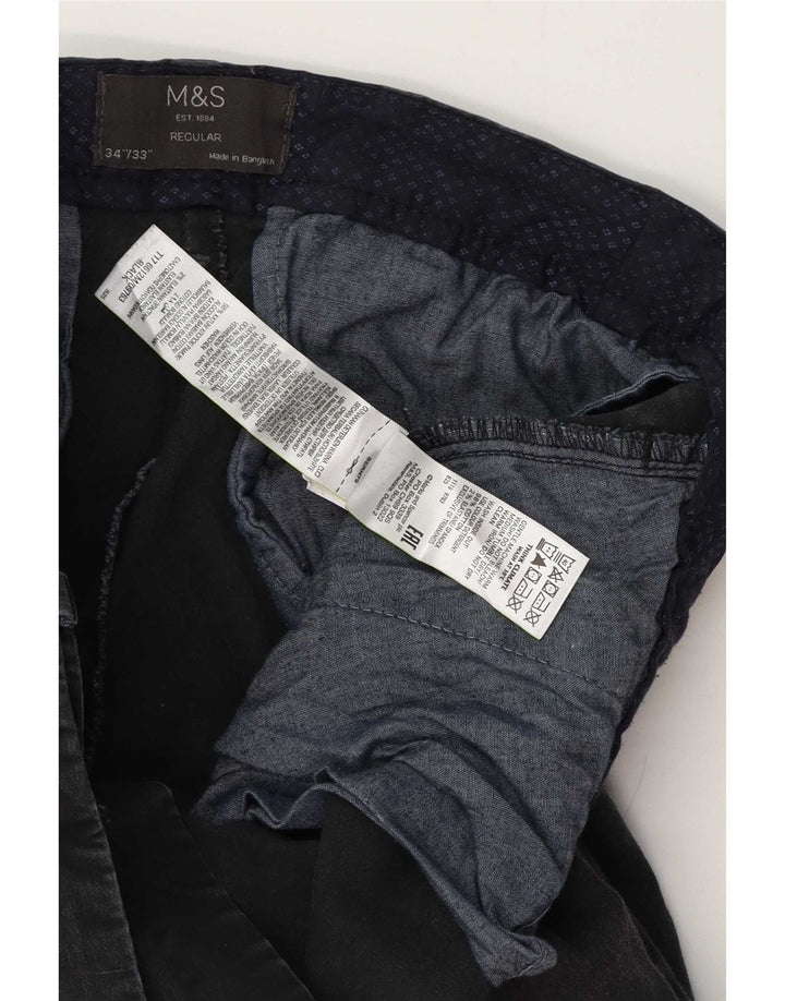 Męskie spodnie typu chino Regular Marks & Spencer W34 L33 Czarna bawełna