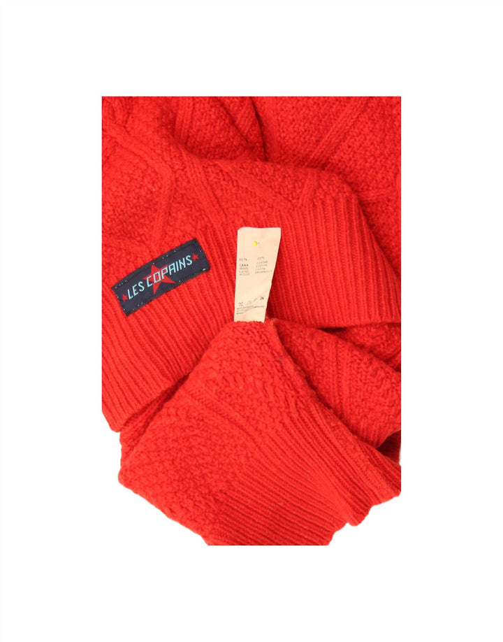 LES COPAINS Womens Crew Neck Jumper Sweater UK 16 Large Red Argyle/Diamond