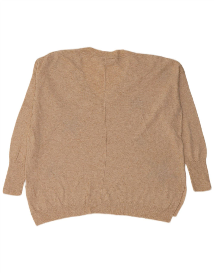 Sweter damski MINT VELVET z abstrakcyjnym wzorem i dekoltem w szpic UK 10 mały beżowy