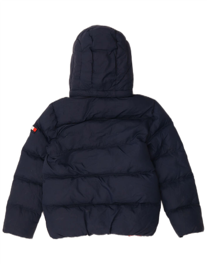 Tommy Hilfiger Chłopięca wyściełana kurtka z kapturem, 9-10 lat, granatowa, poliester