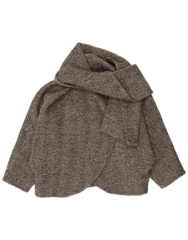 Vintage damska kurtka typu oversize Bolero UK 16, duża, szara jodełka