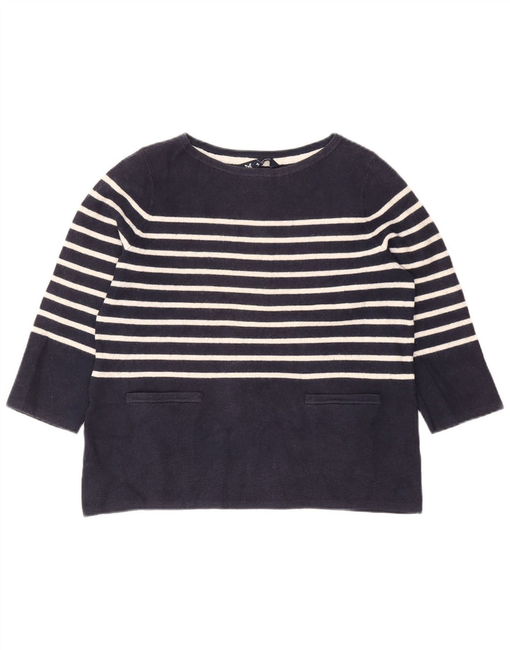 CREW CLOTHING Damski sweter z dekoltem w łódkę UK 14 Średni granatowy