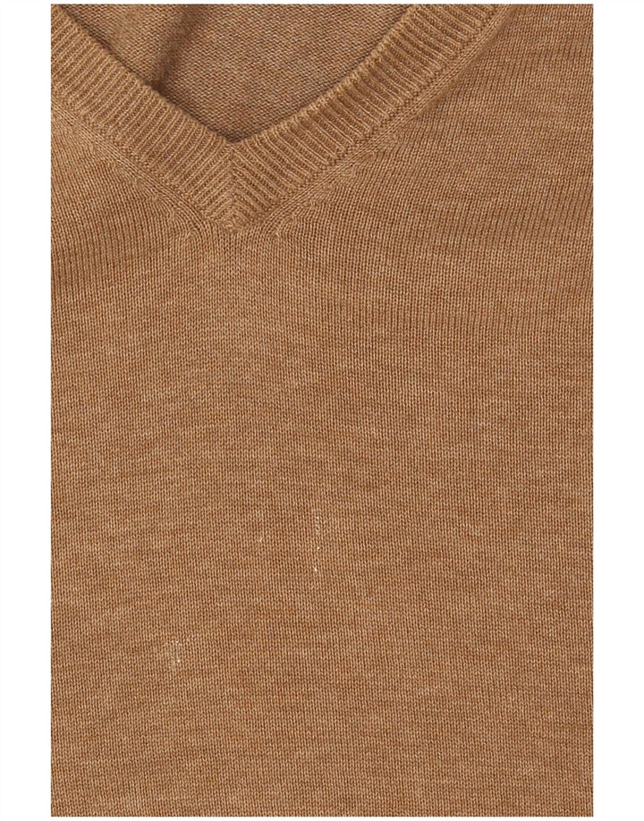 Męski sweter Gant z dekoltem w kształcie litery V, XL, brązowy, bawełniany