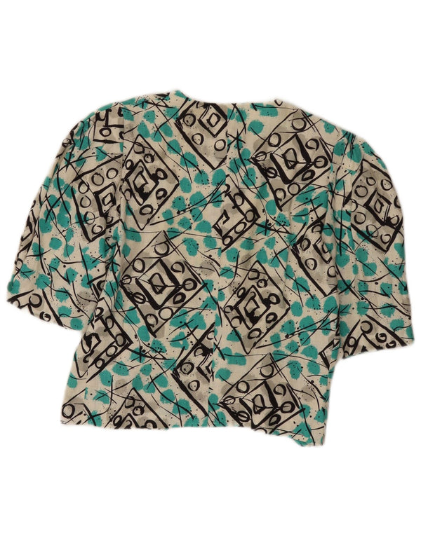 Damska bluzka koszulowa w stylu vintage, UK 12, średnia, wielokolorowa, geometryczna