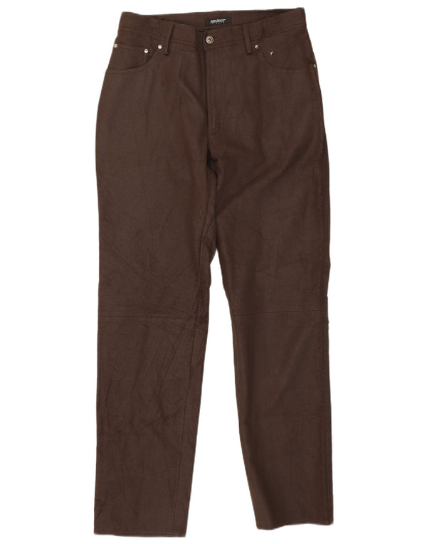 Męskie zwężane spodnie ze sztucznej skóry John Devin EU 50 Large W32 L32 Brown