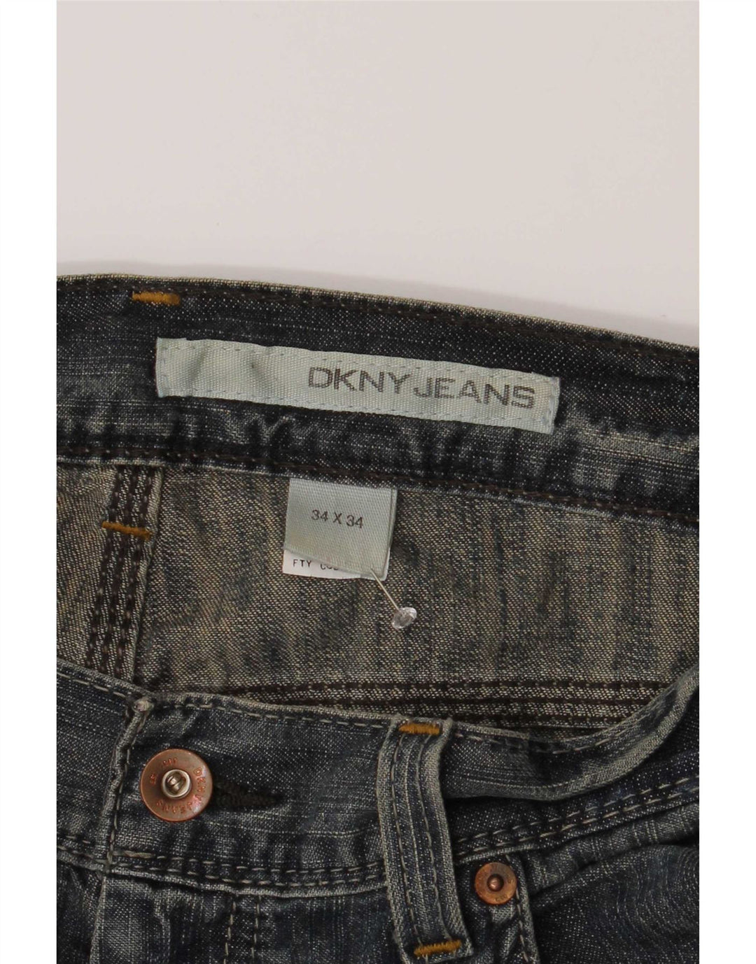 Dkny Męskie Proste Dżinsy W34 L34 Niebieskie Bawełniane