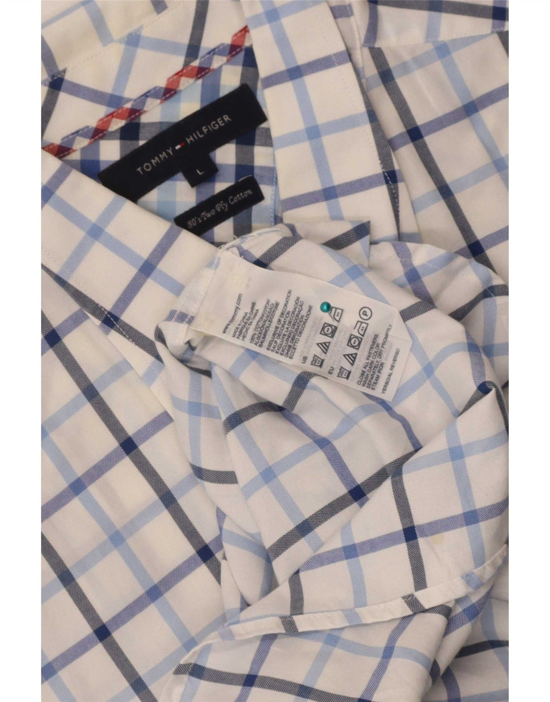 Męska koszula z krótkim rękawem Tommy Hilfiger, duża, bawełniana w białą kratkę